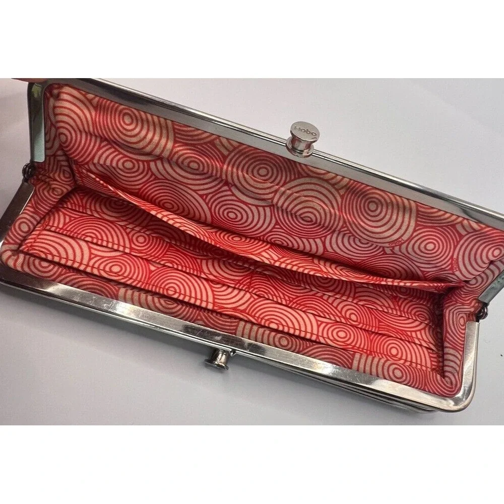 Vintage Women's‎ HOBO International Leather Double Frame Clutch Wallet Black